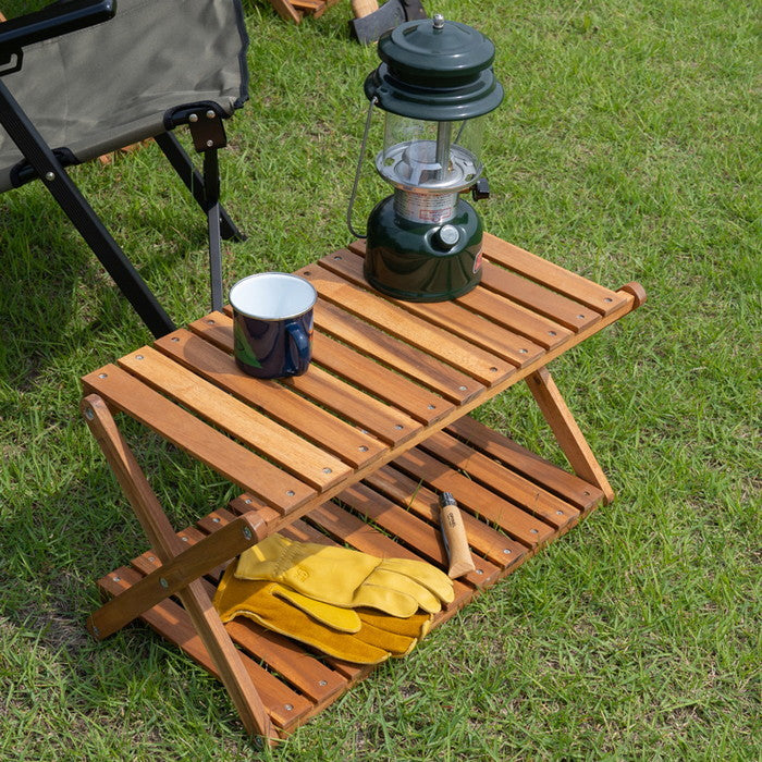 アカシア 折り畳みラック 2段 ワイド ブラウン sk-unl25の画像