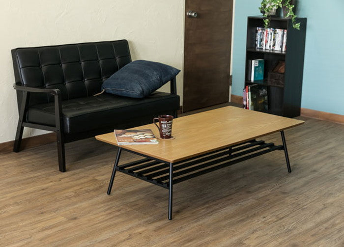 棚付き折れ脚テーブル Luster 120 OAK/WAL オーク ウォールナット sk-utk120の画像