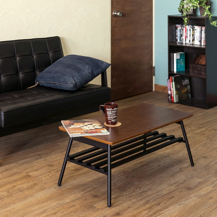 棚付き折れ脚テーブル Luster 80 ABR/OAK/WAL アンティークブラウン オーク ウォールナット sk-utk80の画像