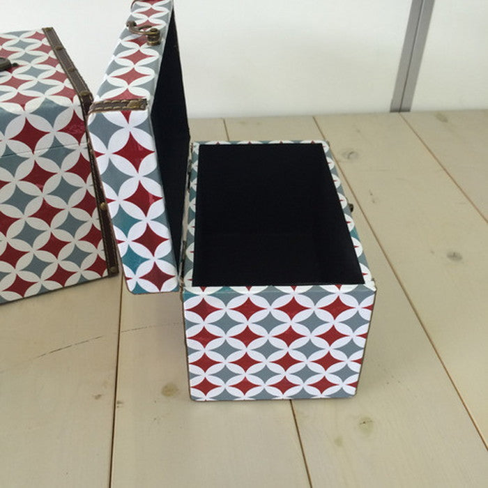 ウッドボックス トランク型ボックス かわいい小物入れ 収納箱 S・L各1セット sun-4860511s1の画像