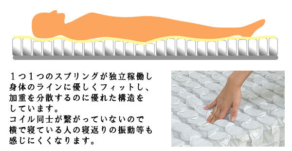 フラップテーブル 照明 コンセント 仕切り付引出し付ベッド Catty キャティ ダブル 圧縮ロールポケットコイルマットレス付 to-10-k333-d-16344dの画像