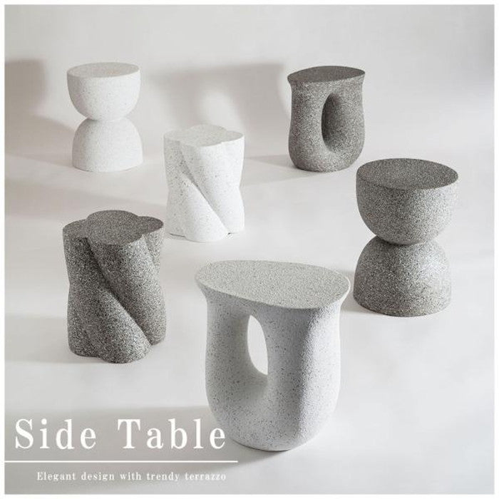 サイドテーブル グレー ホワイト W35×D35×H46  azu-ast-61の画像