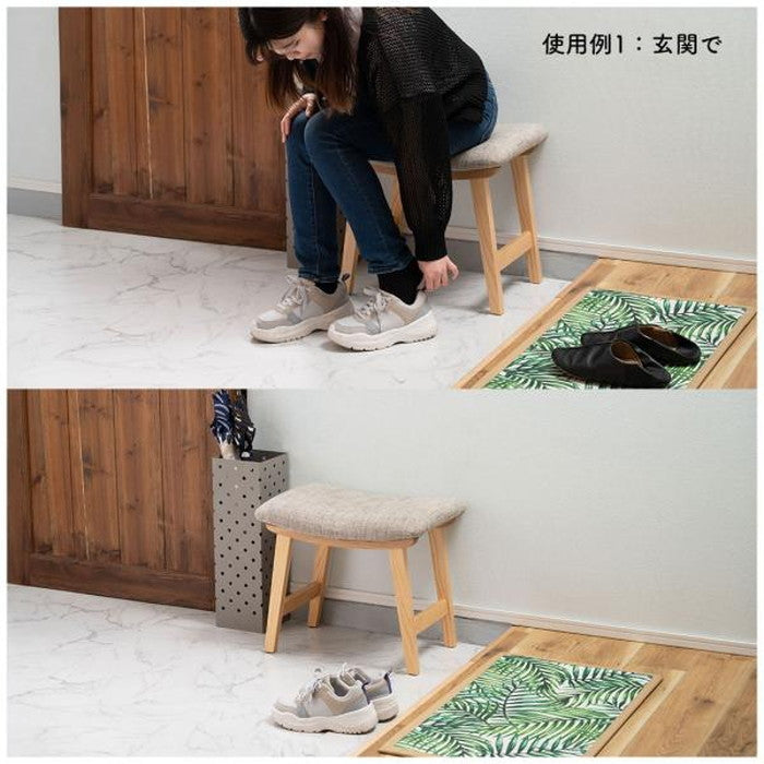 トロペ スツール キャメル ベージュ グリーン オレンジ ダークブラウン W48×D33×H42 スツール 椅子 腰掛け 背もたれなし 木製 天然木 アッシュ オットマン 高さ42cm ファブリック ソフトレザー ワイド ゆったりカーブ ダイニング リビング 玄関 azu-cl-790の画像