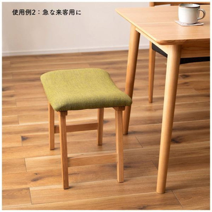 トロペ スツール キャメル ベージュ グリーン オレンジ ダークブラウン W48×D33×H42 スツール 椅子 腰掛け 背もたれなし 木製 天然木 アッシュ オットマン 高さ42cm ファブリック ソフトレザー ワイド ゆったりカーブ ダイニング リビング 玄関 azu-cl-790の画像