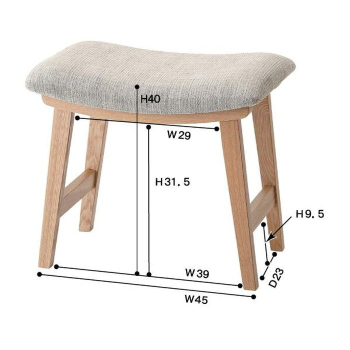 トロペ スツール キャメル ベージュ グリーン オレンジ ダークブラウン W48×D33×H42 スツール 椅子 腰掛け 背もたれなし 木製 天然木 アッシュ オットマン 高さ42cm ファブリック ソフトレザー ワイド ゆったりカーブ ダイニング リビング 玄関 azu-cl-790の画像