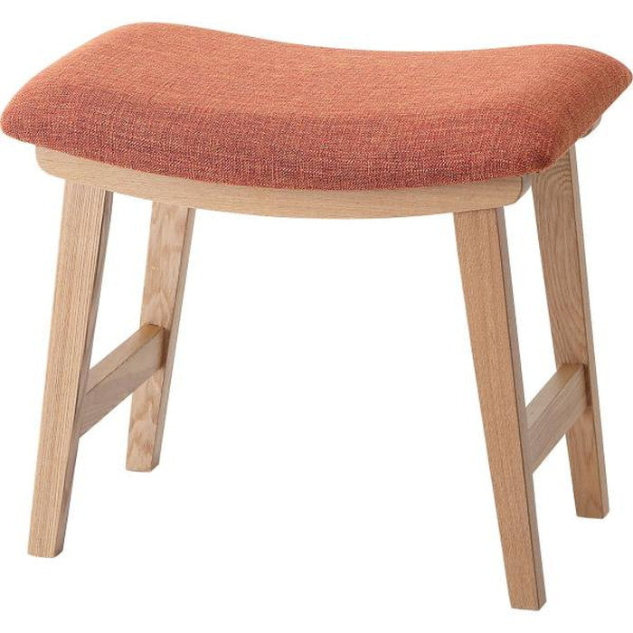 トロペ スツール キャメル ベージュ グリーン オレンジ ダークブラウン W48×D33×H42 スツール 椅子 腰掛け 背もたれなし 木製 天然木 アッシュ オットマン 高さ42cm ファブリック ソフトレザー ワイド ゆったりカーブ ダイニング リビング 玄関 azu-cl-790の画像