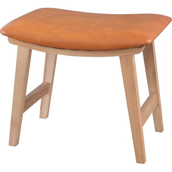 トロペ スツール キャメル ベージュ グリーン オレンジ ダークブラウン W48×D33×H42 スツール 椅子 腰掛け 背もたれなし 木製 天然木 アッシュ オットマン 高さ42cm ファブリック ソフトレザー ワイド ゆったりカーブ ダイニング リビング 玄関 azu-cl-790の画像