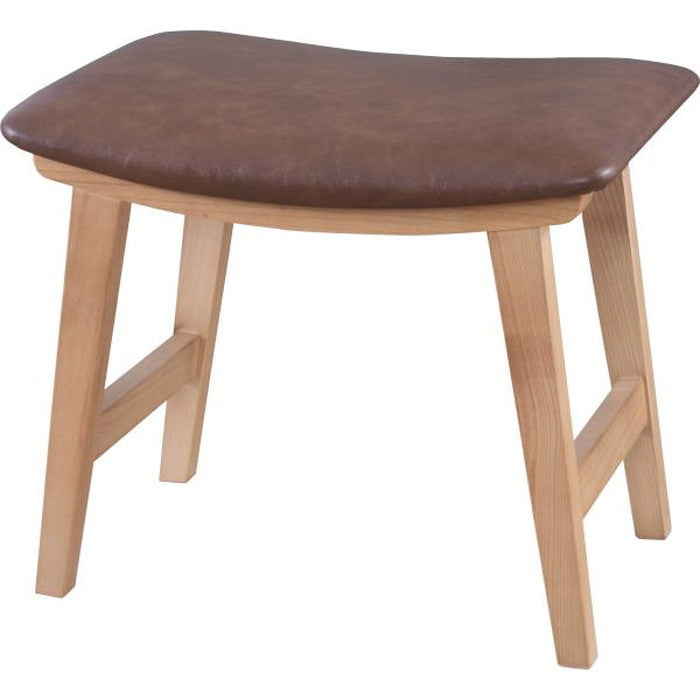 トロペ スツール キャメル ベージュ グリーン オレンジ ダークブラウン W48×D33×H42 スツール 椅子 腰掛け 背もたれなし 木製 天然木 アッシュ オットマン 高さ42cm ファブリック ソフトレザー ワイド ゆったりカーブ ダイニング リビング 玄関 azu-cl-790の画像