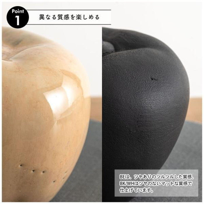 フルーツオブジェ 置物 ベージュ ブラック ホワイト W10×D10×H9  azu-cly-41の画像