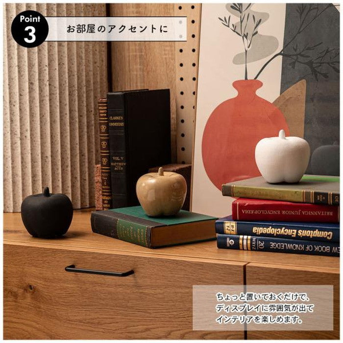 フルーツオブジェ 置物 ベージュ ブラック ホワイト W10×D10×H9  azu-cly-41の画像