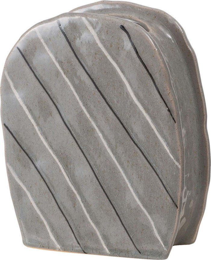 フラワーベース ベージュ グレー W17×D7.5×H21  azu-cly-70の画像