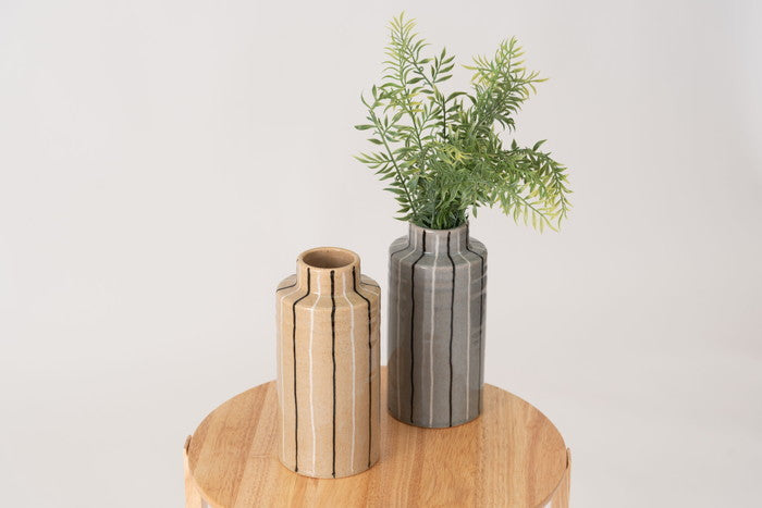 フラワーベース ベージュ グレー W10.5×D10.5×H22  azu-cly-71の画像