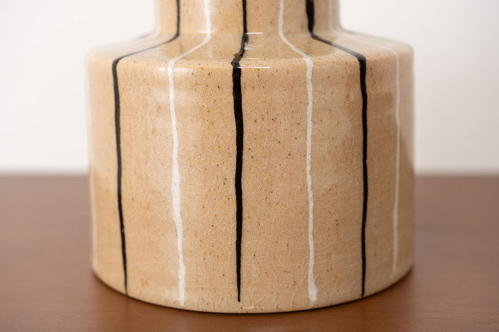 フラワーベース ベージュ グレー W15×D15×H14  azu-cly-72の画像