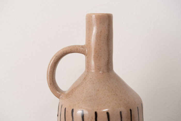 フラワーベース ブラウン アイボリー W14.5×D13×H27.5  azu-cly-73の画像