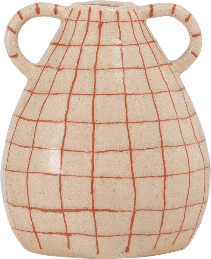 フラワーベース ベージュ ブラウン W17.5×D17.5×H21  azu-cly-75の画像