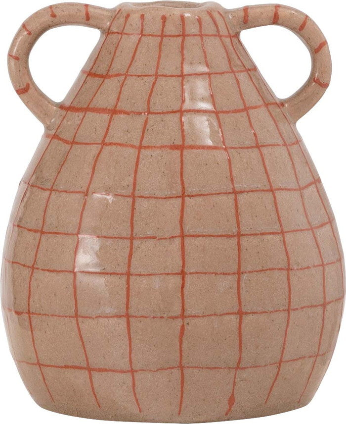 フラワーベース ベージュ ブラウン W17.5×D17.5×H21  azu-cly-75の画像