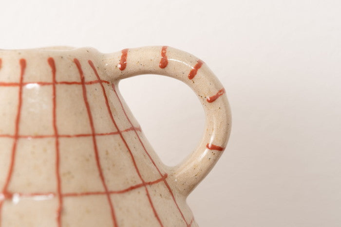 フラワーベース ベージュ ブラウン W17.5×D17.5×H21  azu-cly-75の画像