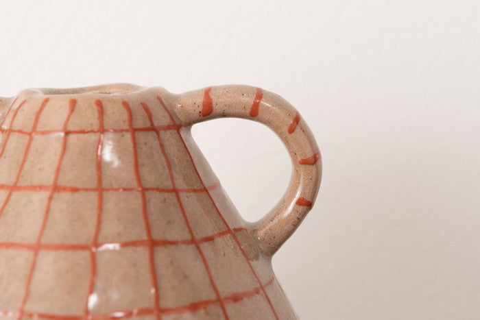 フラワーベース ベージュ ブラウン W17.5×D17.5×H21  azu-cly-75の画像