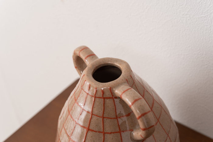 フラワーベース ベージュ ブラウン W17.5×D17.5×H21  azu-cly-75の画像