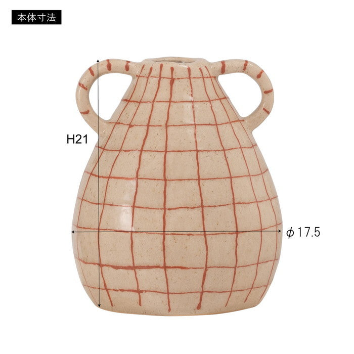 フラワーベース ベージュ ブラウン W17.5×D17.5×H21  azu-cly-75の画像