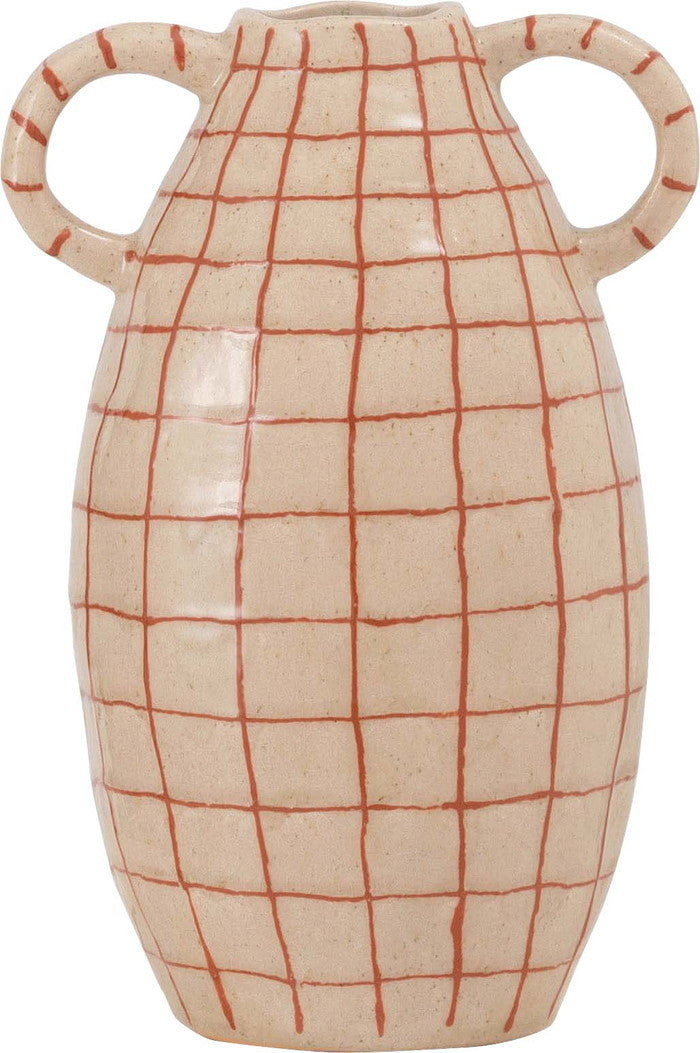 フラワーベース ベージュ ブラウン W19.5×D16×H29  azu-cly-76の画像