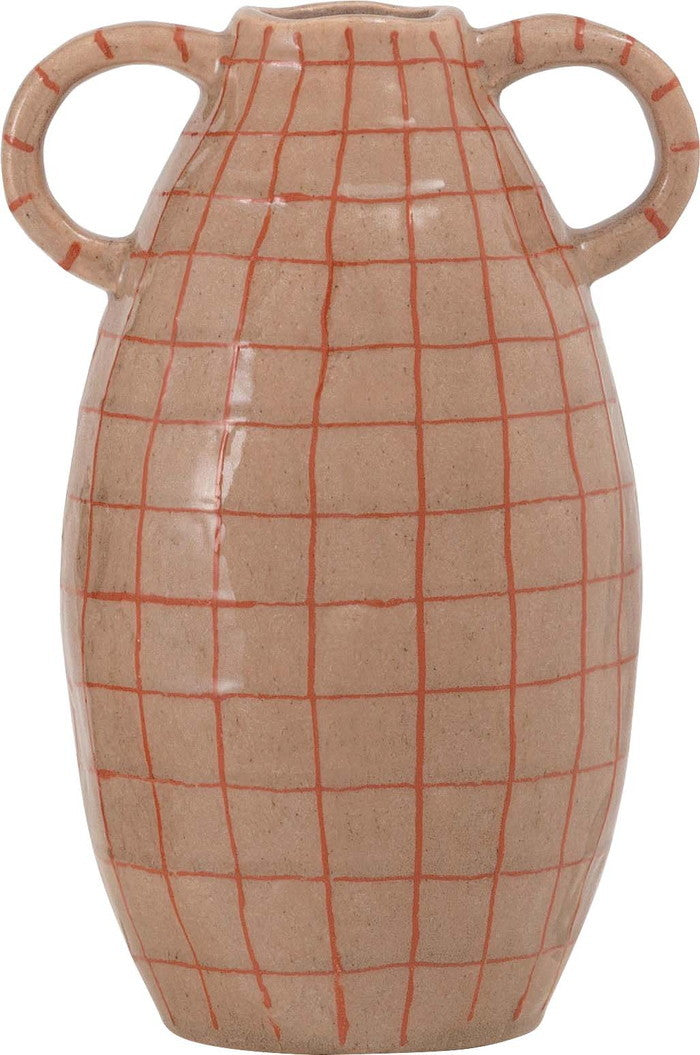 フラワーベース ベージュ ブラウン W19.5×D16×H29  azu-cly-76の画像