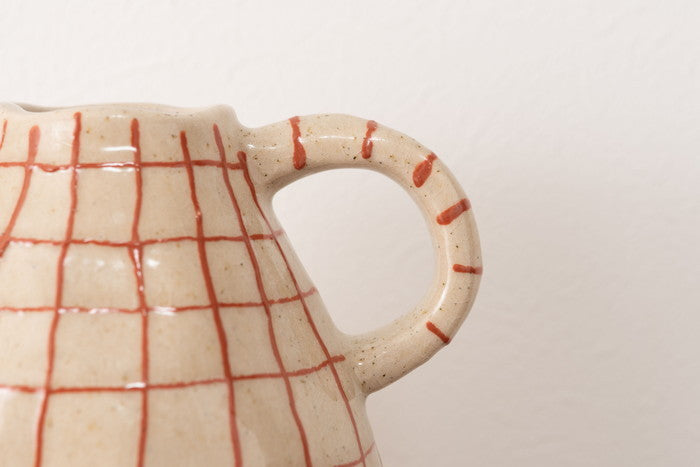 フラワーベース ベージュ ブラウン W19.5×D16×H29  azu-cly-76の画像