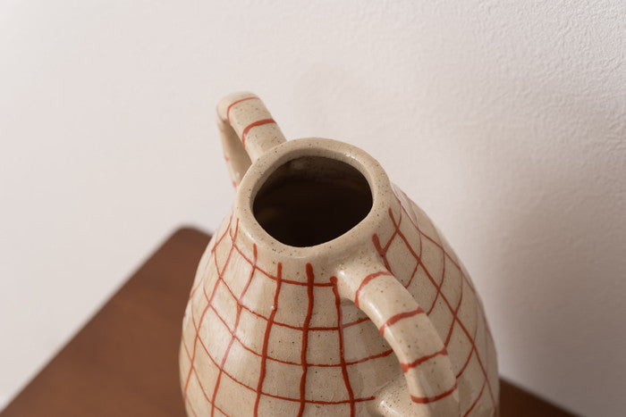 フラワーベース ベージュ ブラウン W19.5×D16×H29  azu-cly-76の画像