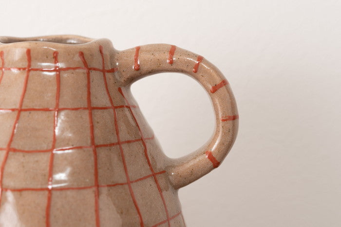 フラワーベース ベージュ ブラウン W19.5×D16×H29  azu-cly-76の画像