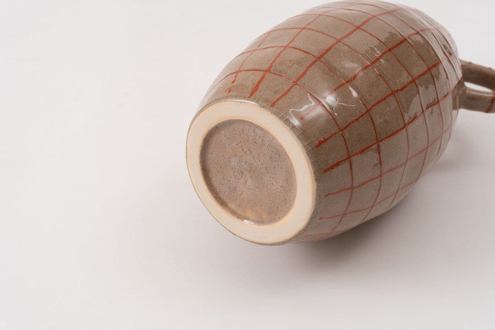 フラワーベース ベージュ ブラウン W19.5×D16×H29  azu-cly-76の画像