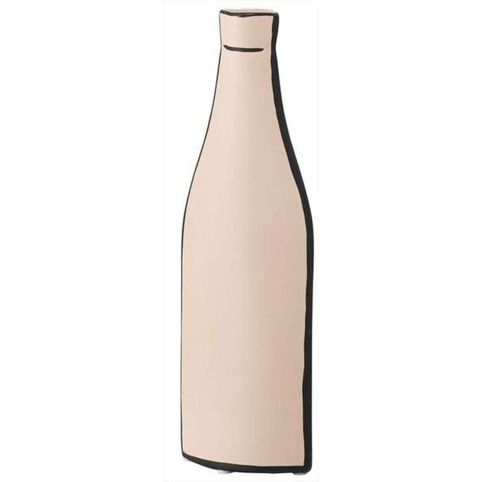  フラワーベース ベージュ 約W9×D5×H26.5 フラワーベース 花器 花瓶 花びん かびん フラワースタンド 2D 平面 平面的 手描き アート 陶器 陶器製 ドライフラワー 枝物 おしゃれ シンプル かわいい モダン レトロ 個性的 インテリア 卓上 寝室 リビング 玄関 廊下 室内 スリム マット ベージュ azu-cly-80の画像