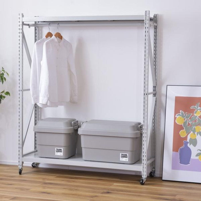 ラルド ボルトレスラック 専用バー ブラック グリーン アイボリー W129×D6×H3 ボルトレスラック専用バー ラック バー ハンガー 収納 収納棚 棚 ボルト不要 棚移動 スチール 幅129cm インダストリアル 無骨 工業的 ブラック おしゃれ ヴィンテージ azu-dis-686の画像