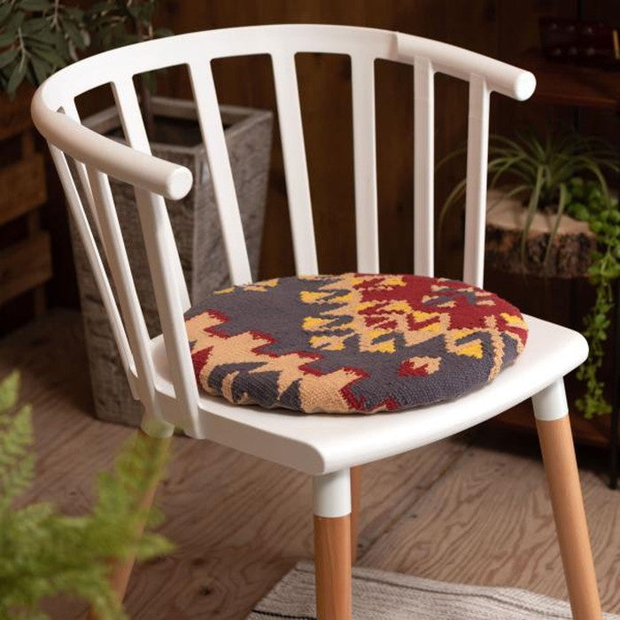 キリム シートクッション 約W38×D38×H3 クッション キリム オルテガ デザインクッション 柄 模様 椅子用 椅子用クッション おしゃれ コットン 座布団 キリムクッション シートクッション azu-fab-003の画像