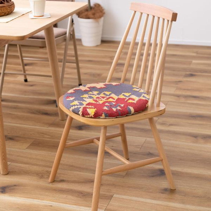 キリム シートクッション 約W38×D38×H3 クッション キリム オルテガ デザインクッション 柄 模様 椅子用 椅子用クッション おしゃれ コットン 座布団 キリムクッション シートクッション azu-fab-003の画像