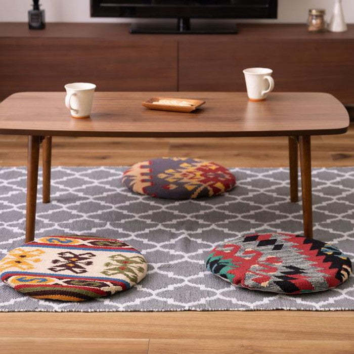 キリム シートクッション 約W38×D38×H3 クッション キリム オルテガ デザインクッション 柄 模様 椅子用 椅子用クッション おしゃれ コットン 座布団 キリムクッション シートクッション azu-fab-003の画像