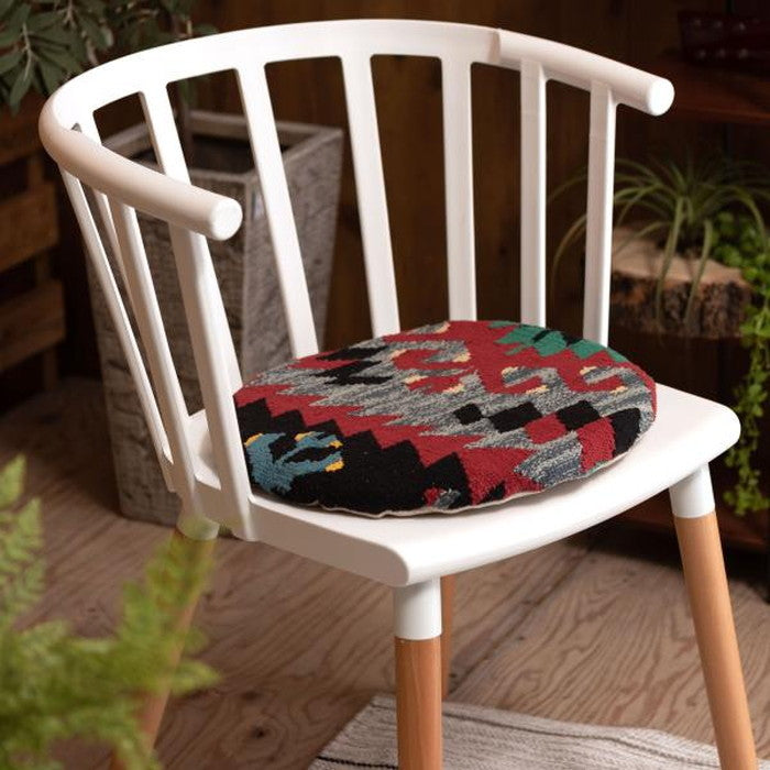 キリム シートクッション 約W38×D38×H3 クッション キリム オルテガ デザインクッション 柄 模様 椅子用 椅子用クッション おしゃれ コットン 座布団 キリムクッション シートクッション azu-fab-003の画像