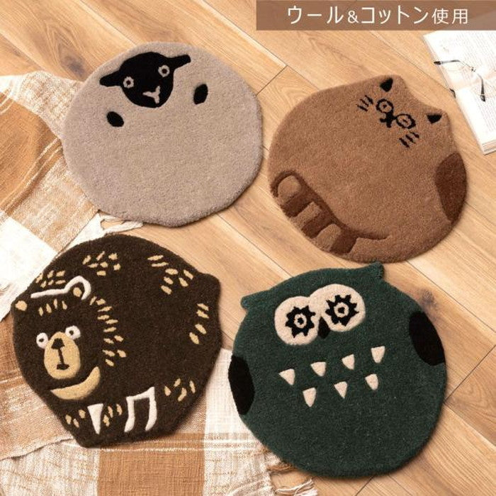 アニマルシートクッション キャット 約W40×D40×H1.8 キャット オウル シープ ベアー ネコ 猫 にゃんこ フクロウ 梟 ヒツジ 羊 クマ 熊 かわいい シートクッション クッション 椅子 快適 アニマル 動物 アニマル柄 ダイカット おしゃれ 個性的 癒し コンパクト ふわふわ azu-fab-012の画像