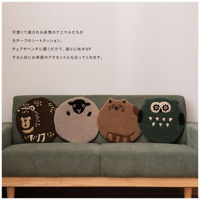 アニマルシートクッション キャット 約W40×D40×H1.8 キャット オウル シープ ベアー ネコ 猫 にゃんこ フクロウ 梟 ヒツジ 羊 クマ 熊 かわいい シートクッション クッション 椅子 快適 アニマル 動物 アニマル柄 ダイカット おしゃれ 個性的 癒し コンパクト ふわふわ azu-fab-012の画像
