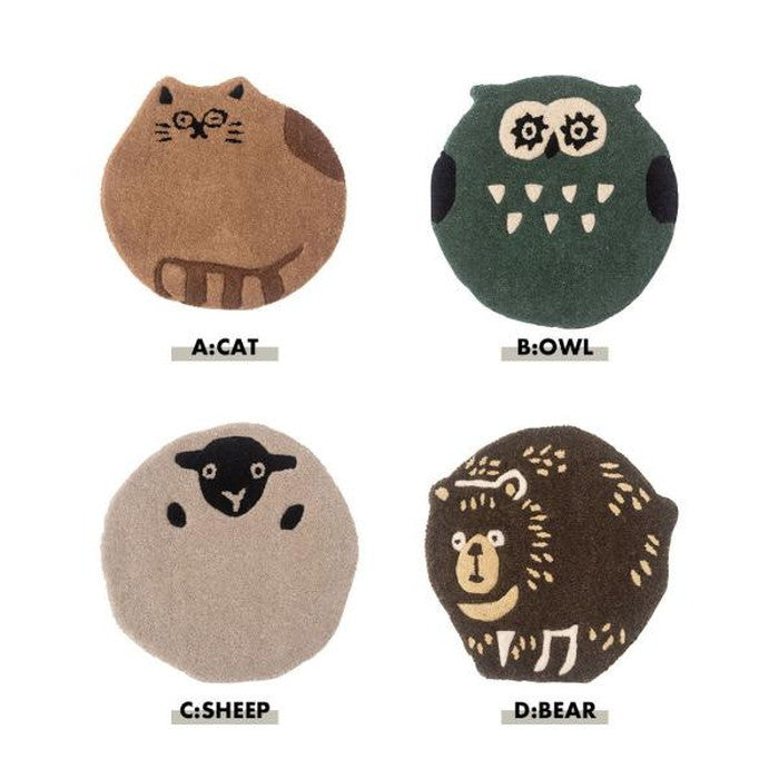 アニマルシートクッション キャット 約W40×D40×H1.8 キャット オウル シープ ベアー ネコ 猫 にゃんこ フクロウ 梟 ヒツジ 羊 クマ 熊 かわいい シートクッション クッション 椅子 快適 アニマル 動物 アニマル柄 ダイカット おしゃれ 個性的 癒し コンパクト ふわふわ azu-fab-012の画像