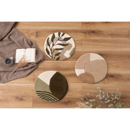 シートクッション ベージュ 約W40×H40 シートクッション クッション タフティング 立体感 チェア ベンチ 幅40cm 奥行40cm 40×40 イス用クッション 40×40cm 円形 円 直径40cm 1人掛け用 北欧 ナチュラル 韓国インテリア 椅子用クッション 座面クッション グリーン 緑 深緑 ベージュ azu-fab-013の画像