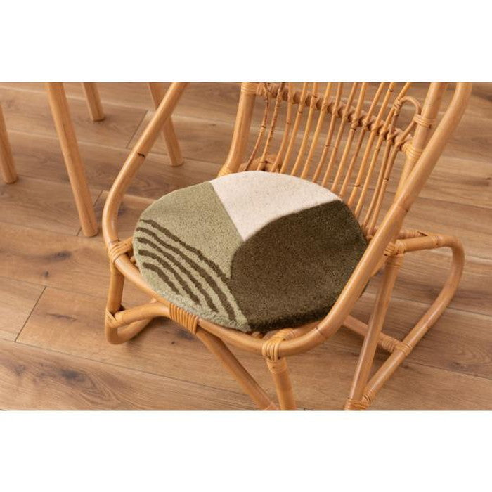 シートクッション ベージュ 約W40×H40 シートクッション クッション タフティング 立体感 チェア ベンチ 幅40cm 奥行40cm 40×40 イス用クッション 40×40cm 円形 円 直径40cm 1人掛け用 北欧 ナチュラル 韓国インテリア 椅子用クッション 座面クッション グリーン 緑 深緑 ベージュ azu-fab-013の画像