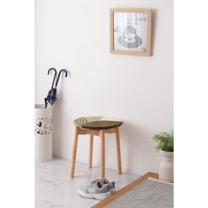 シートクッション ベージュ 約W40×H40 シートクッション クッション タフティング 立体感 チェア ベンチ 幅40cm 奥行40cm 40×40 イス用クッション 40×40cm 円形 円 直径40cm 1人掛け用 北欧 ナチュラル 韓国インテリア 椅子用クッション 座面クッション グリーン 緑 深緑 ベージュ azu-fab-013の画像