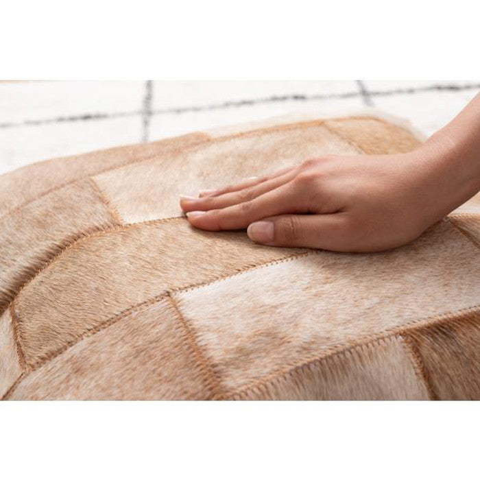 クッション ベージュ グレー W45×D45×H16 クッション 正方形 シンプル おしゃれ 本革 コットン レザー 綿 azu-fab-102の画像