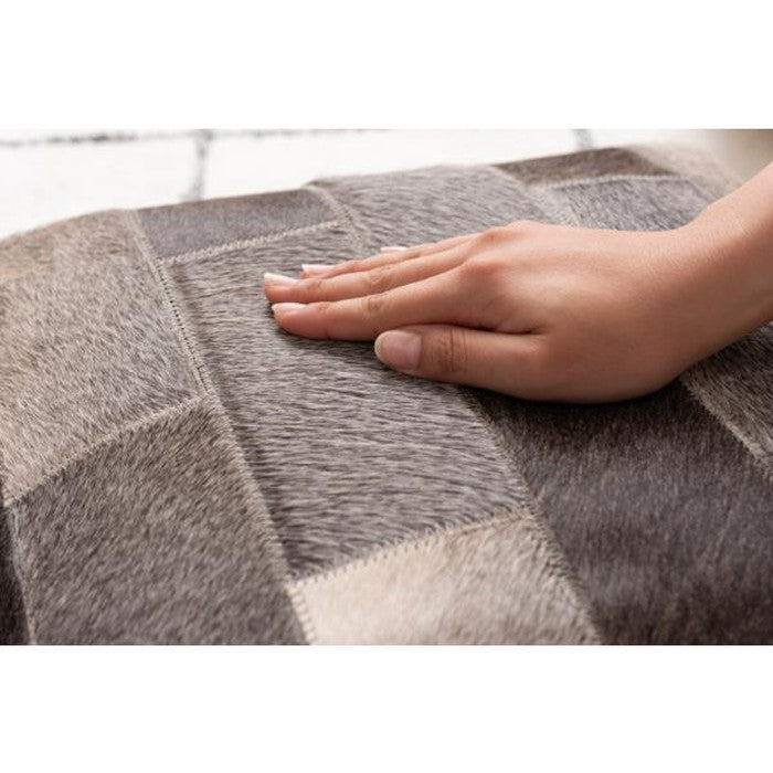 クッション ベージュ グレー W45×D45×H16 クッション 正方形 シンプル おしゃれ 本革 コットン レザー 綿 azu-fab-102の画像