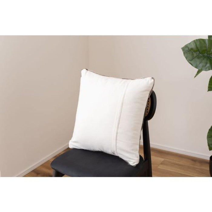 クッション ベージュ グレー W45×D45×H16 クッション 正方形 シンプル おしゃれ 本革 コットン レザー 綿 azu-fab-102の画像