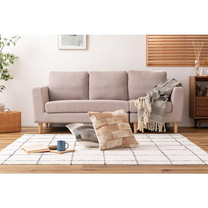 クッション ベージュ グレー W45×D45×H16 クッション 正方形 シンプル おしゃれ 本革 コットン レザー 綿 azu-fab-102の画像