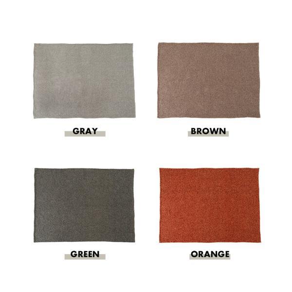 スローケット ブラウン グリーン グレー オレンジ W130×D170 スローケット 薄手 ブランケット 大判 茶色 ブラウン 長方形 おしゃれ ブークレ生地 くすみカラー 寝室 無地 シンプル 四角 リビング もこもこ 北欧 モダン 大きめ ベッド ひざ掛け azu-fab-201の画像