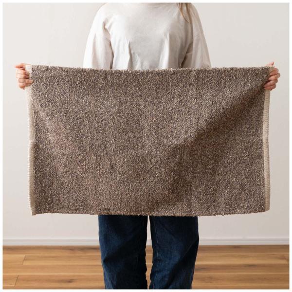 マット ラグ ブラウン グリーン グレー オレンジ W50×D80 マット ブラウン 茶色 長方形 おしゃれ キッチン ブークレ生地 くすみカラー 玄関 無地 シンプル 四角 リビング もこもこ 北欧 モダン 小さめ ベッドサイド azu-fab-301の画像