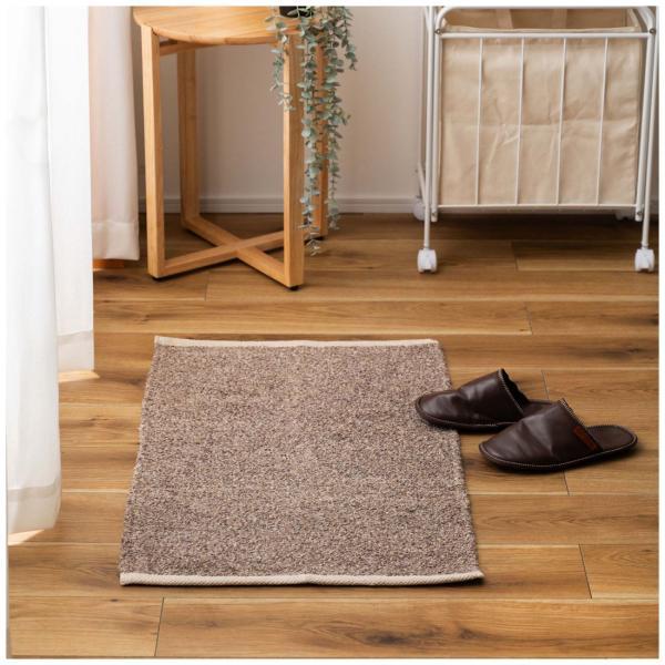 マット ラグ ブラウン グリーン グレー オレンジ W50×D80 マット ブラウン 茶色 長方形 おしゃれ キッチン ブークレ生地 くすみカラー 玄関 無地 シンプル 四角 リビング もこもこ 北欧 モダン 小さめ ベッドサイド azu-fab-301の画像