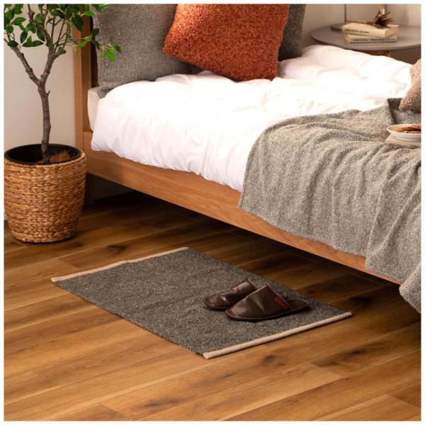 マット ラグ ブラウン グリーン グレー オレンジ W50×D80 マット ブラウン 茶色 長方形 おしゃれ キッチン ブークレ生地 くすみカラー 玄関 無地 シンプル 四角 リビング もこもこ 北欧 モダン 小さめ ベッドサイド azu-fab-301の画像